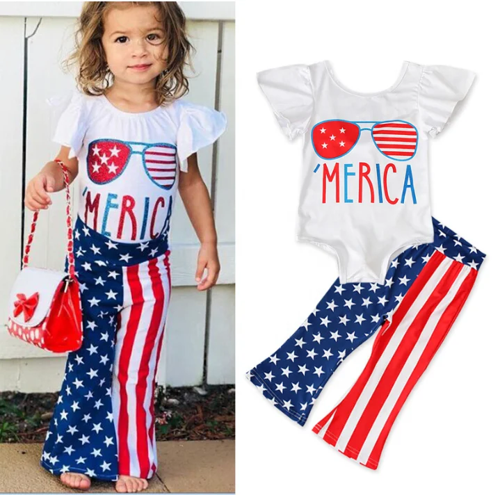 New design two piece outfits July 4th Short sleeved trousers style top pants ruffle outfit for kids, As pics
New design two piece outfits July 4th Short sleeved trousers style top pants ruffle outfit for kids, As pics