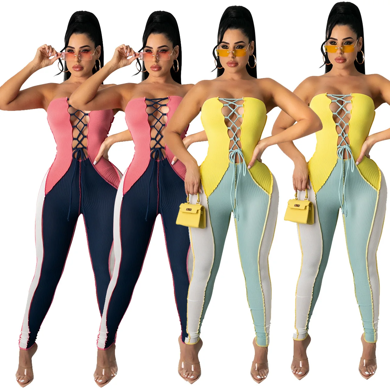 2021 Sexy Wrapped Cutout Off Shoulder Sleeveless Bodycon Playsuit Party Summer Women Romper Jumpsuit, Picture 
2021 Sexy Wrapped Cutout Off Shoulder Sleeveless Bodycon Playsuit Party Summer Women Romper Jumpsuit, Picture