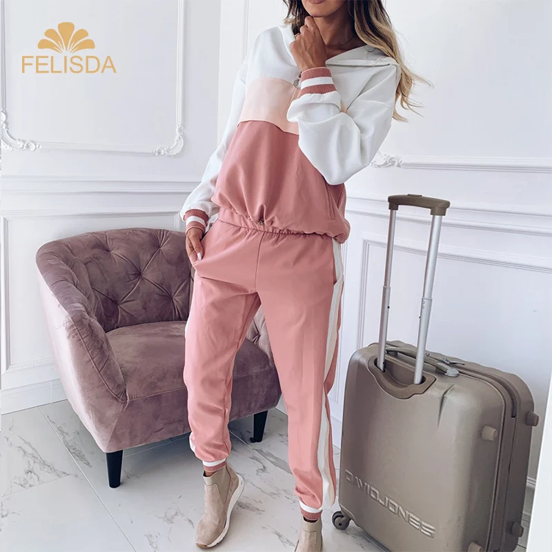 2020 Set Female Vintage Contrast Color Baseball Bomber Pullover Jacket Women Tops and Pencil Jogging Pants Suits Two Piece Sets
2020 Set Female Vintage Contrast Color Baseball Bomber Pullover Jacket Women Tops and Pencil Jogging Pants Suits Two Piece Sets