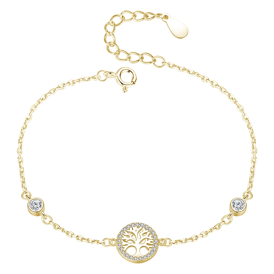 925 Sterling Silver 18k Gold Plated Cubic Zircon Tree Of Life Bracelet, Customized color
925 Sterling Silver 18k Gold Plated Cubic Zircon Tree Of Life Bracelet, Customized color