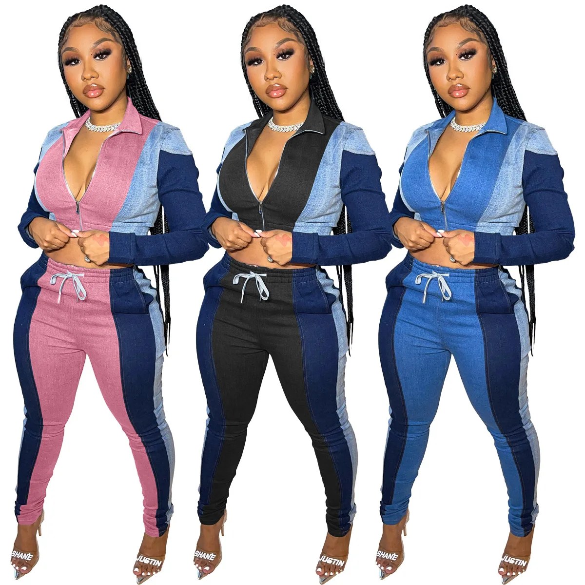 Stand Collar Long Sleeve Zipper Up Skinny Gym Wear Tights Sets 2piece Tracksuits Jogging Co Ord Set For Women, Pink,black,blue
Stand Collar Long Sleeve Zipper Up Skinny Gym Wear Tights Sets 2piece Tracksuits Jogging Co Ord Set For Women, Pink,black,blue