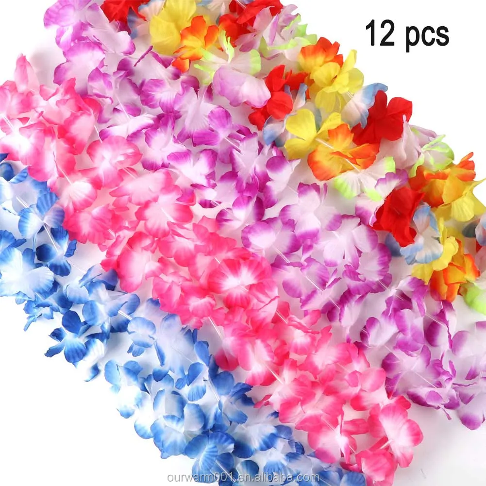 Ourwarm Large Lots Of Necklaces 12pcs Tropical Hawaiian Flower