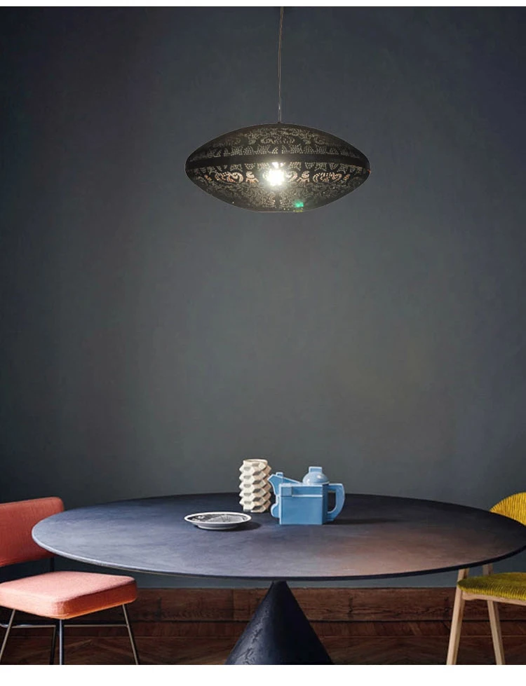 Industrial metal black chandelier home decoration interior lighting simple pendant light