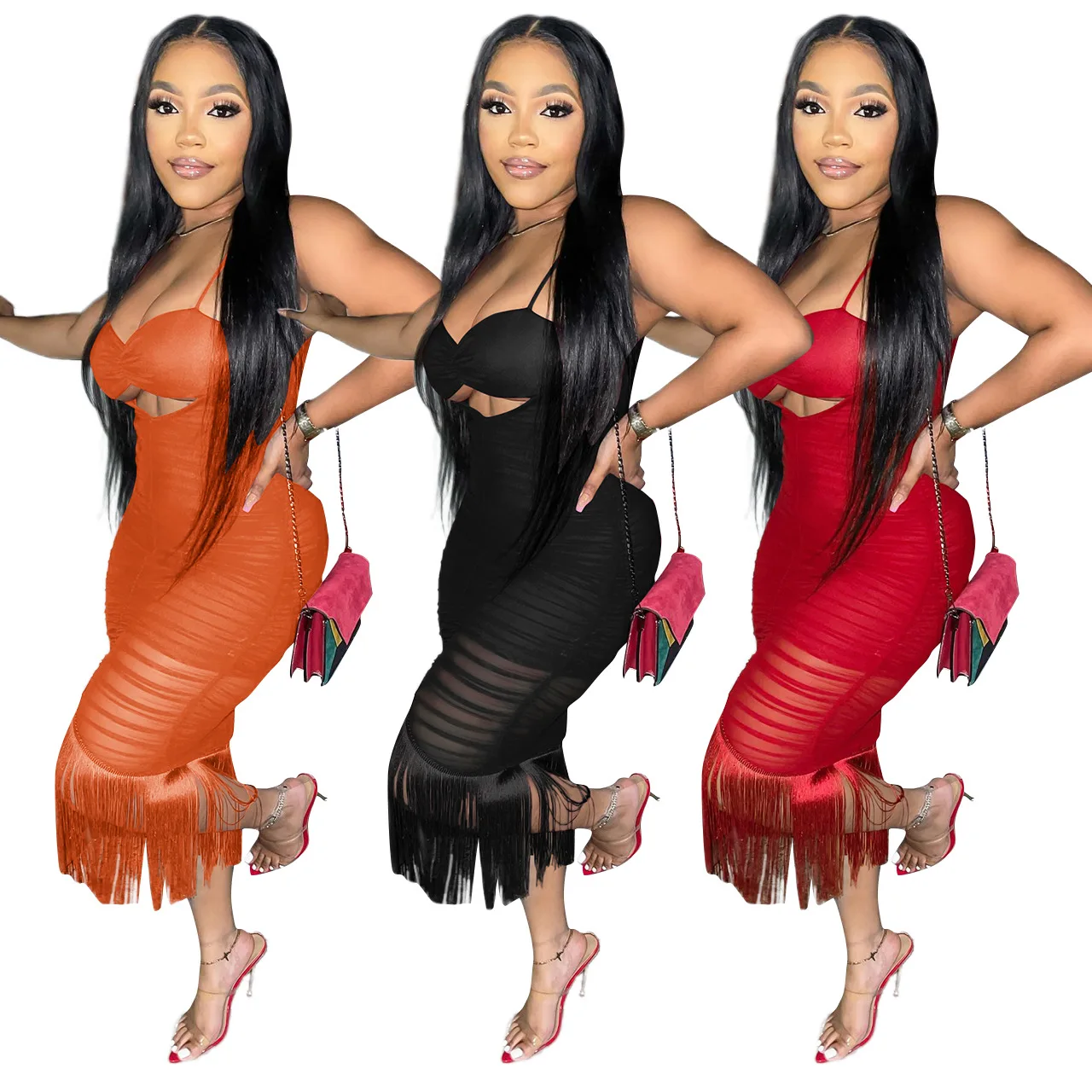 Spring 2022 Women's Clothing Women's Dress Summer Tassel Dress Casual Clothing Hollow out Halter Sleeveless
Spring 2022 Women's Clothing Women's Dress Summer Tassel Dress Casual Clothing Hollow out Halter Sleeveless