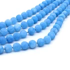 Blue Blue Natural Matte Blue Chalcedony Stone Beads For Bracelet Necklace Jewelry Making