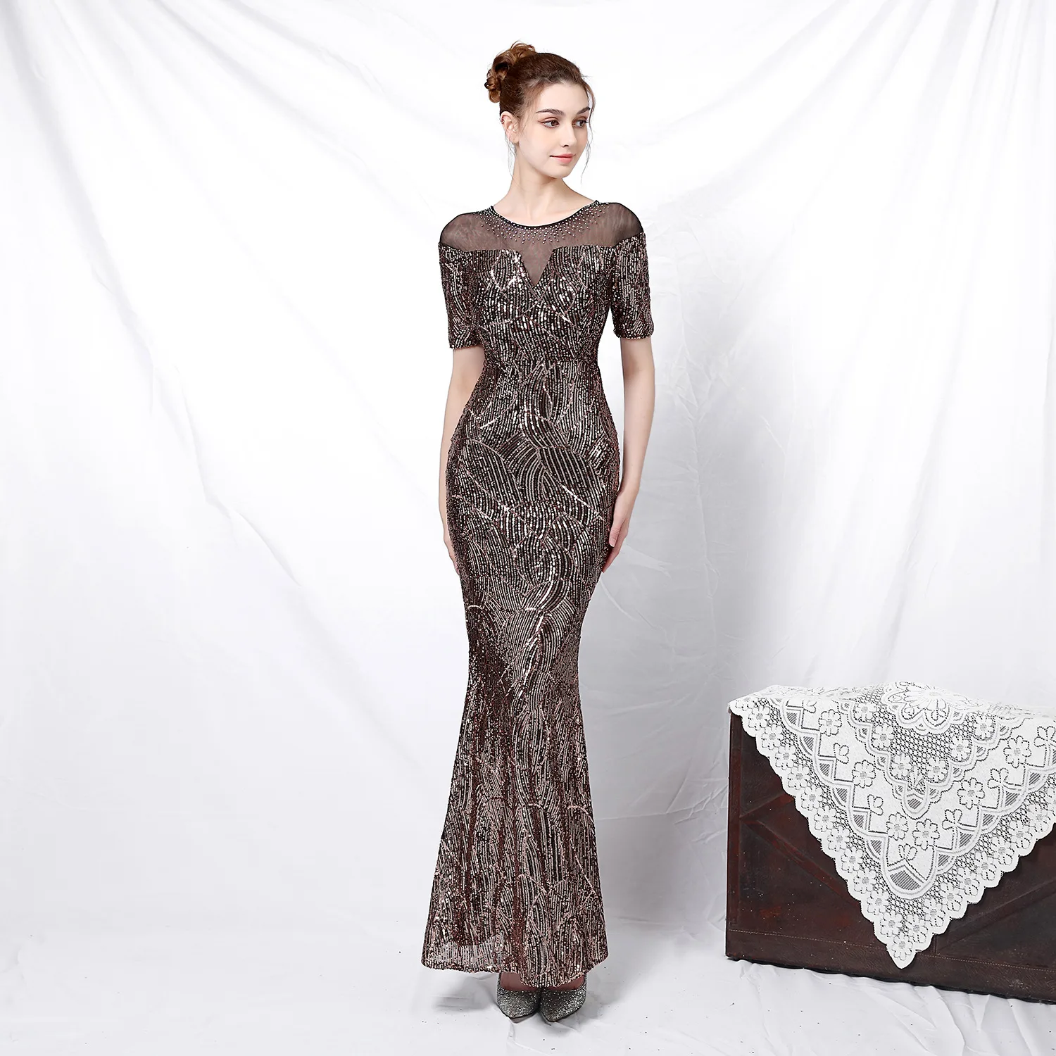 DS1068 In Stock Dropshipping Women Sequins Short Sleeve Embroidery Mermaid Gowns Vestido De Festa Prom Evening Dress, Multi
DS1068 In Stock Dropshipping Women Sequins Short Sleeve Embroidery Mermaid Gowns Vestido De Festa Prom Evening Dress, Multi