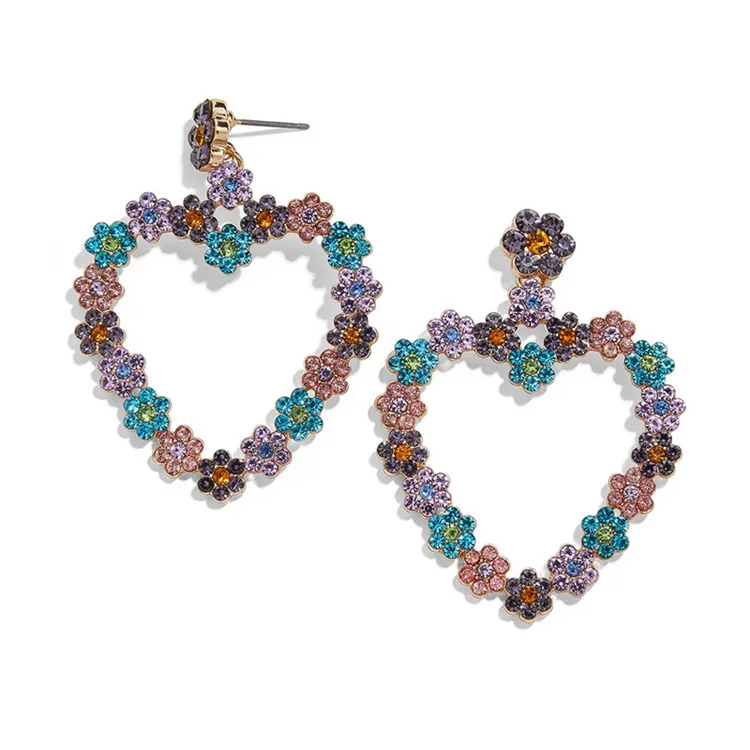 New Elegant Multi Color Crystal Flower Heart Shaped Earrings Colorful Rhinestone Heart Drop Earrings
New Elegant Multi Color Crystal Flower Heart Shaped Earrings Colorful Rhinestone Heart Drop Earrings
