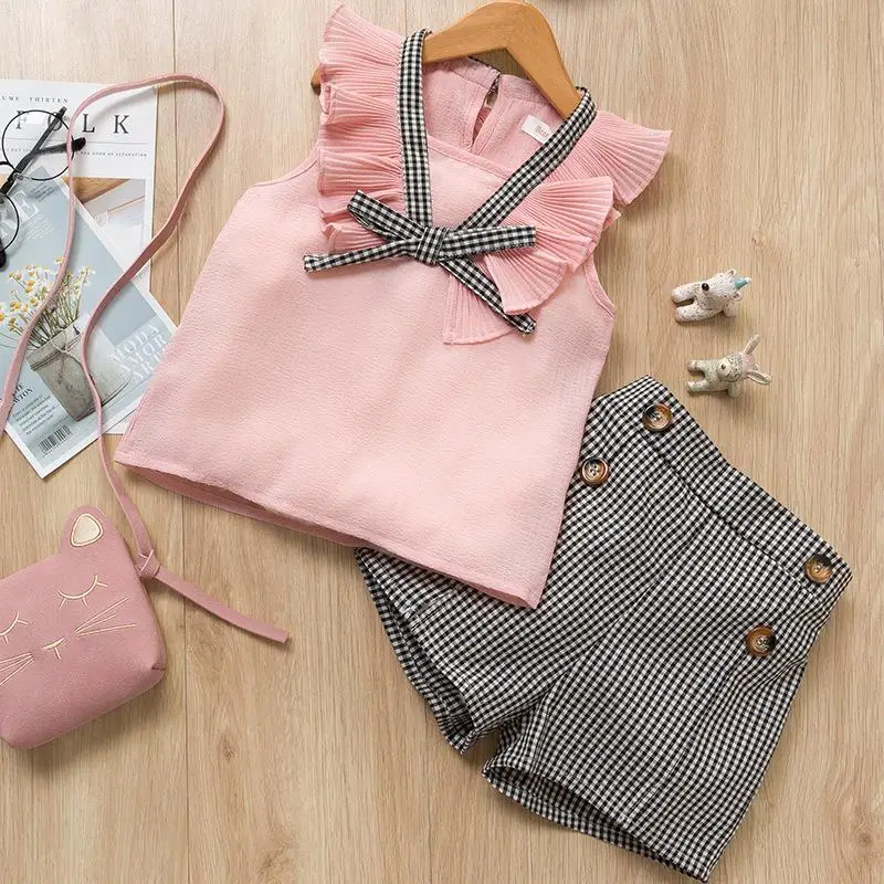 Girls Clothing Sets 2019 Summer Fashion Cotton print short sleeve T-shirt and shorts girls plaid clothes suits, As picture
Girls Clothing Sets 2019 Summer Fashion Cotton print short sleeve T-shirt and shorts girls plaid clothes suits, As picture