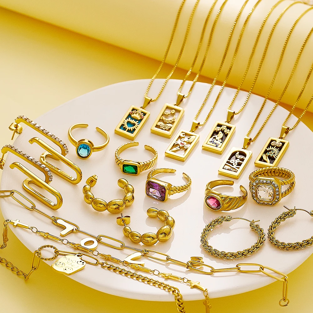 Good Price Minimalist Golden Custom Ins Made Supplier Gold Stainless Steel Rings OEM Chunky Dainty Zircon For Women Ring
Good Price Minimalist Golden Custom Ins Made Supplier Gold Stainless Steel Rings OEM Chunky Dainty Zircon For Women Ring
