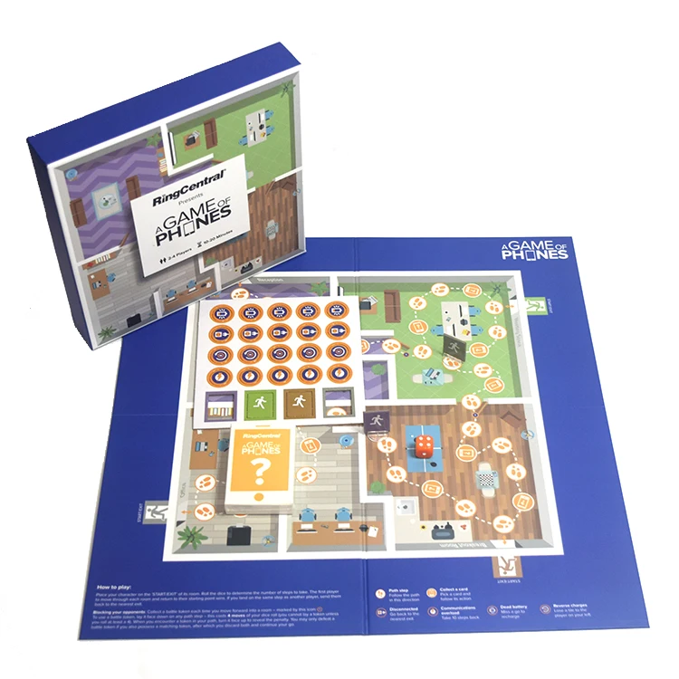 Custom foldable family paper board game and box printing for family travel with dice token spinner, Cmyk or pms
Custom foldable family paper board game and box printing for family travel with dice token spinner, Cmyk or pms