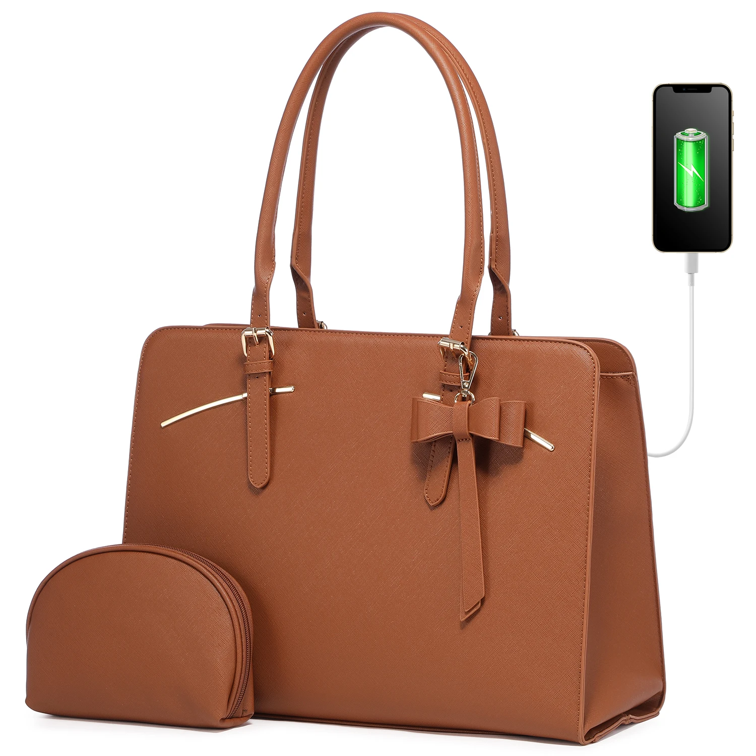 

LOVEVOOK New Style Fashion Ladies Handbag Set Office Work Shoulder Tote Computer Bags Pu Leather Women Laptop Briefcase with USB