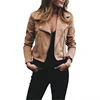 Hot Sale Autumn Ladies long sleeve Leather Jacket Women Zip Up Coats Biker Flight Casual Short Coat
