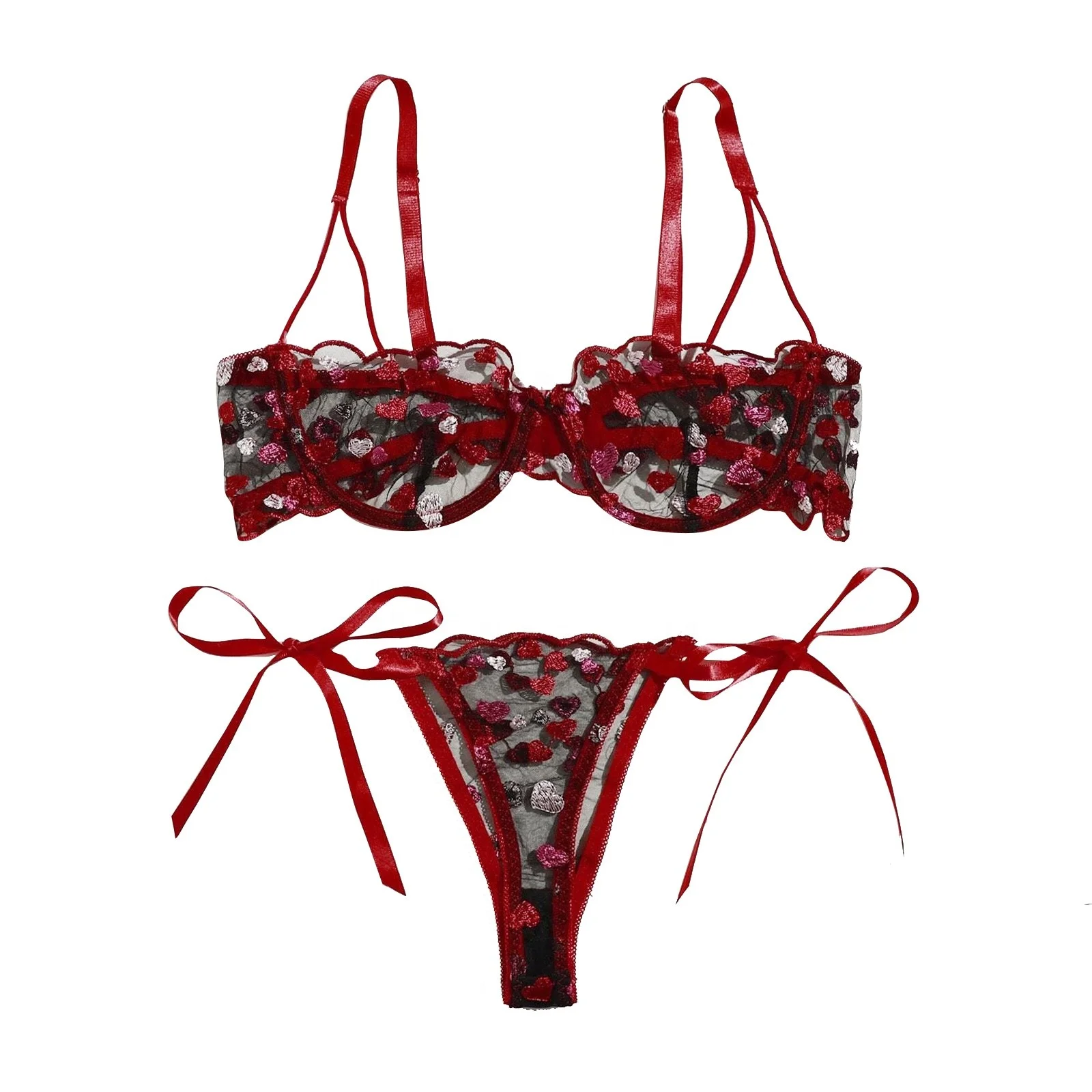 Love Embroidery Bra G-String Thong Sleepwear Underwear Women Lingerie Bandage, As picture
Love Embroidery Bra G-String Thong Sleepwear Underwear Women Lingerie Bandage, As picture