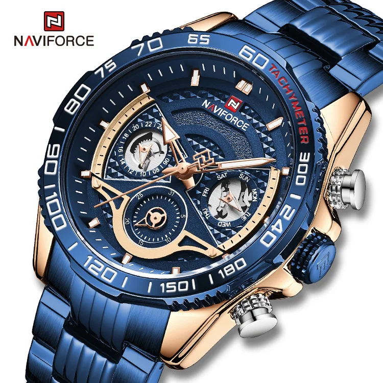NAVIFORCE 9185 RGBE Hot Selling Mens Watches Men Watch OEM Quartz Stainless Steel Classic Trendy Multi Function Business 2020 
NAVIFORCE 9185 RGBE Hot Selling Mens Watches Men Watch OEM Quartz Stainless Steel Classic Trendy Multi Function Business 2020