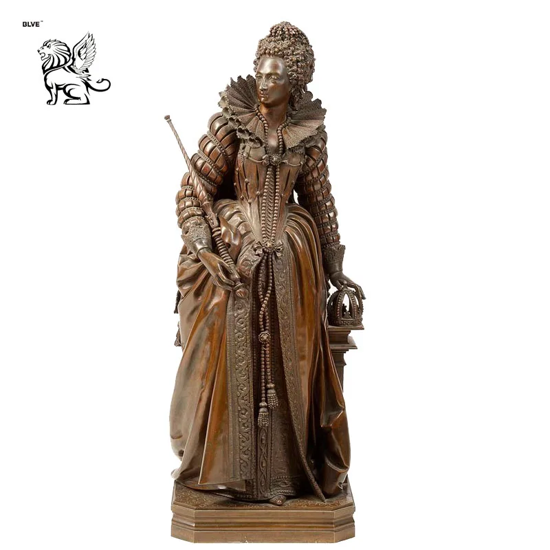 Venta caliente tamaño de la vida al aire libre la Reina Elizabeth elegante estatua de bronce de la mujer con corona de la estatua escultura para venta BSG-215