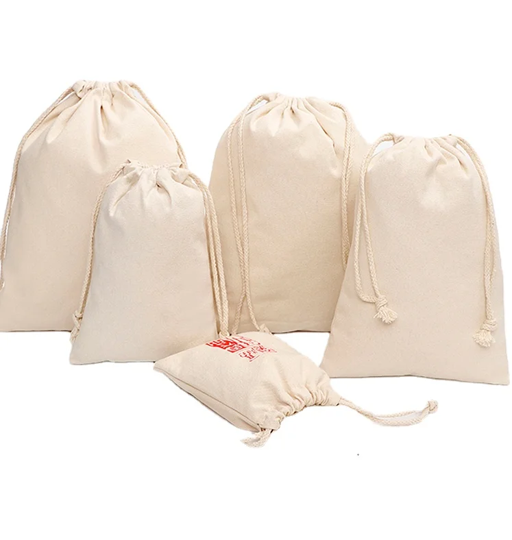 customized logo organic cotton jewelry gift bag drawstring pouch