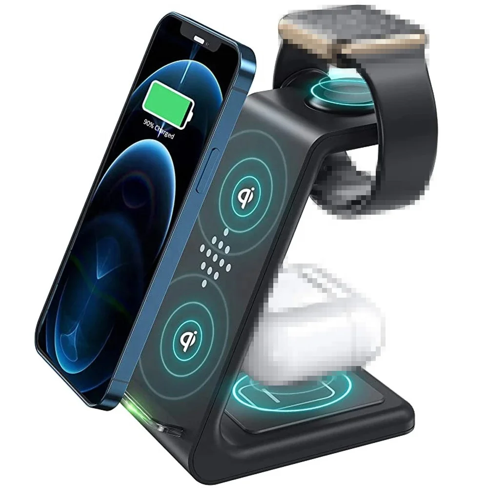 T3 Hot sale QI 15w 3 In 1 Fast charging Wireless Charger Station Dock Stand For Apple Watch For Air Pro For iPhone 11/12 Pro Max, Black white
T3 Hot sale QI 15w 3 In 1 Fast charging Wireless Charger Station Dock Stand For Apple Watch For Air Pro For iPhone 11/12 Pro Max, Black white