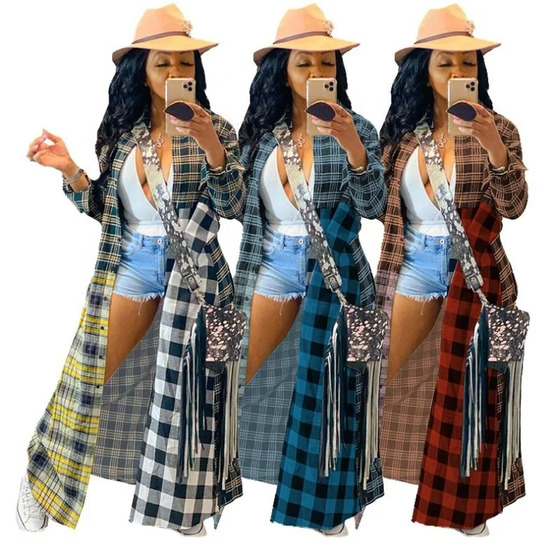 Hot New Fashion Top Ladies Long Casual Splice Long Sleeve Plus Size Color Plaid Shirt For Women, As pictures
Hot New Fashion Top Ladies Long Casual Splice Long Sleeve Plus Size Color Plaid Shirt For Women, As pictures