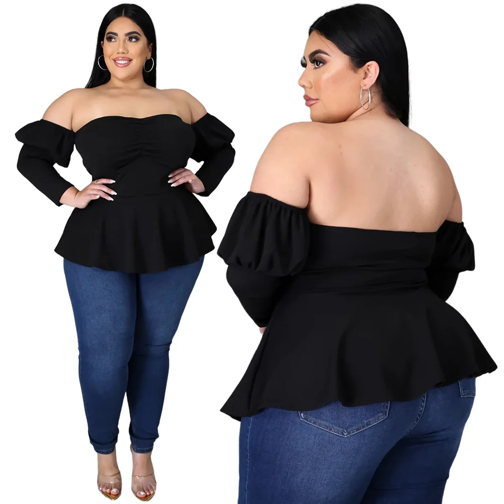 GX7009 wholesale 2021 spring puff sleeve ruffle shirt off shoulder plus size women crop top, Picture
GX7009 wholesale 2021 spring puff sleeve ruffle shirt off shoulder plus size women crop top, Picture
