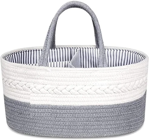 Newborn Registry Must Haves Rope Baby Diaper Caddy Organizer Baby Shower Gift Basket, Gray and white
Newborn Registry Must Haves Rope Baby Diaper Caddy Organizer Baby Shower Gift Basket, Gray and white