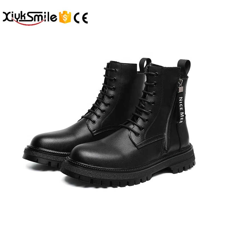 

2022 spring and summer new black zipper Martin boots men's INS thick-soled tooling motorcycle rider boots men's shoes