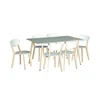 Modern Nordic Style Metal Legs 6 Chairs Dining Table Set