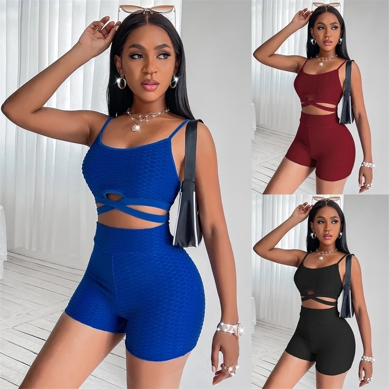 2022 summer Two Piece Set Designer Sexy Backless Suspenders Shorts Ladies Casual Women Sports Tracksuits
2022 summer Two Piece Set Designer Sexy Backless Suspenders Shorts Ladies Casual Women Sports Tracksuits