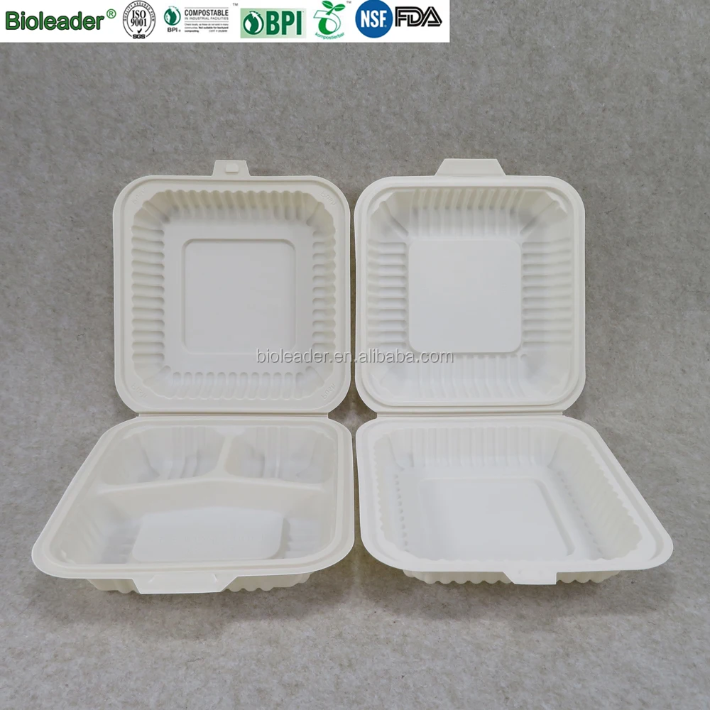 Eco-friendly Disposable Biodegradable Cornstarch Fast Food Burger Box