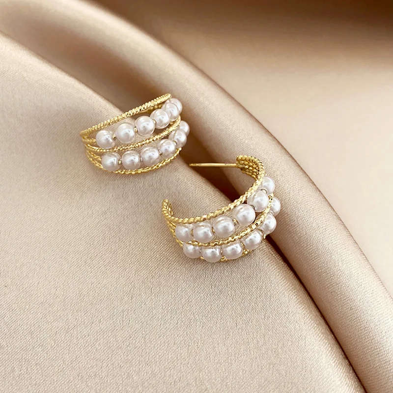 Winter New Trendy S925 Needle Pearl C Shape Stud Earrings Gold Plated Double Layer Pearl Open Circle Earrings
Winter New Trendy S925 Needle Pearl C Shape Stud Earrings Gold Plated Double Layer Pearl Open Circle Earrings