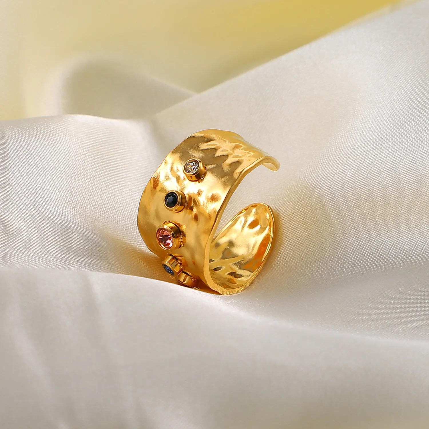 18K gold plated color zircon crystal wide band stainless steel rings engagement ring diamond for women
18K gold plated color zircon crystal wide band stainless steel rings engagement ring diamond for women