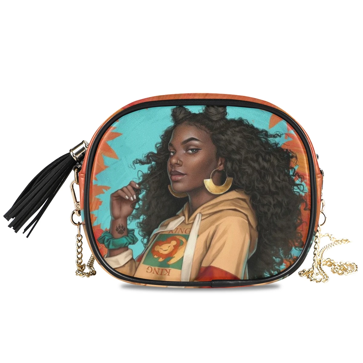 product-New Shoulder crossbody bag women bags 2020 PU Leather Chain bags Afro Girls black Women Mess-1