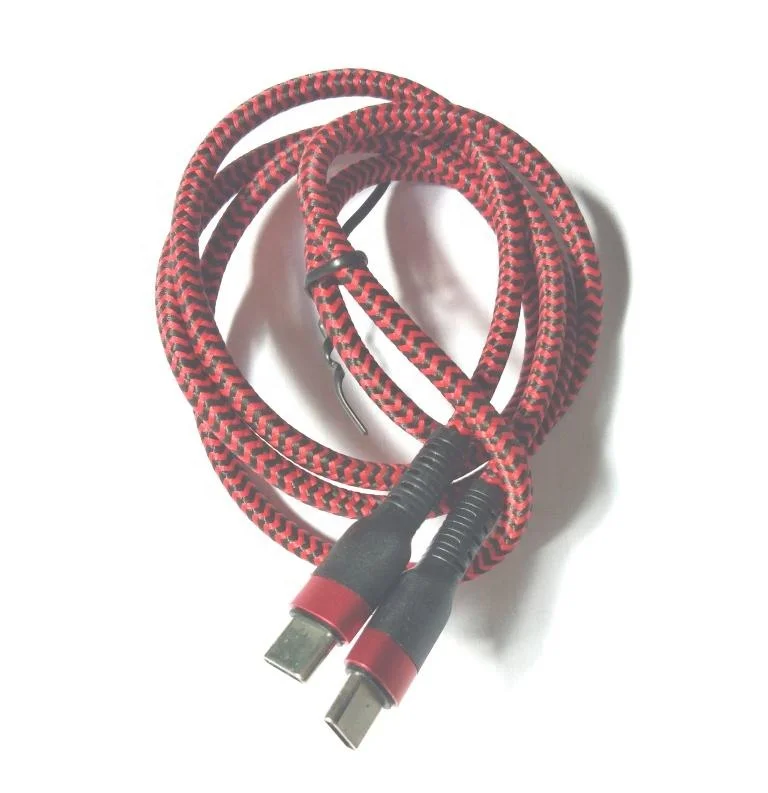 Customized popular 100W 5A Nylon Braided USB C to C 3.1 full-featured data transmission audio and video fast charging cable, Black red
Customized popular 100W 5A Nylon Braided USB C to C 3.1 full-featured data transmission audio and video fast charging cable, Black red