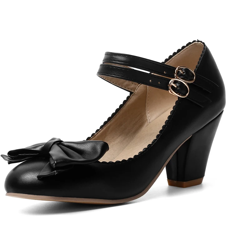 Women Vintage Bow Lolita Shoes Block Black High Heels Mary Jane Closed Toe T-Strap Pumps Comfort Rockabilly Shoes
Women Vintage Bow Lolita Shoes Block Black High Heels Mary Jane Closed Toe T-Strap Pumps Comfort Rockabilly Shoes