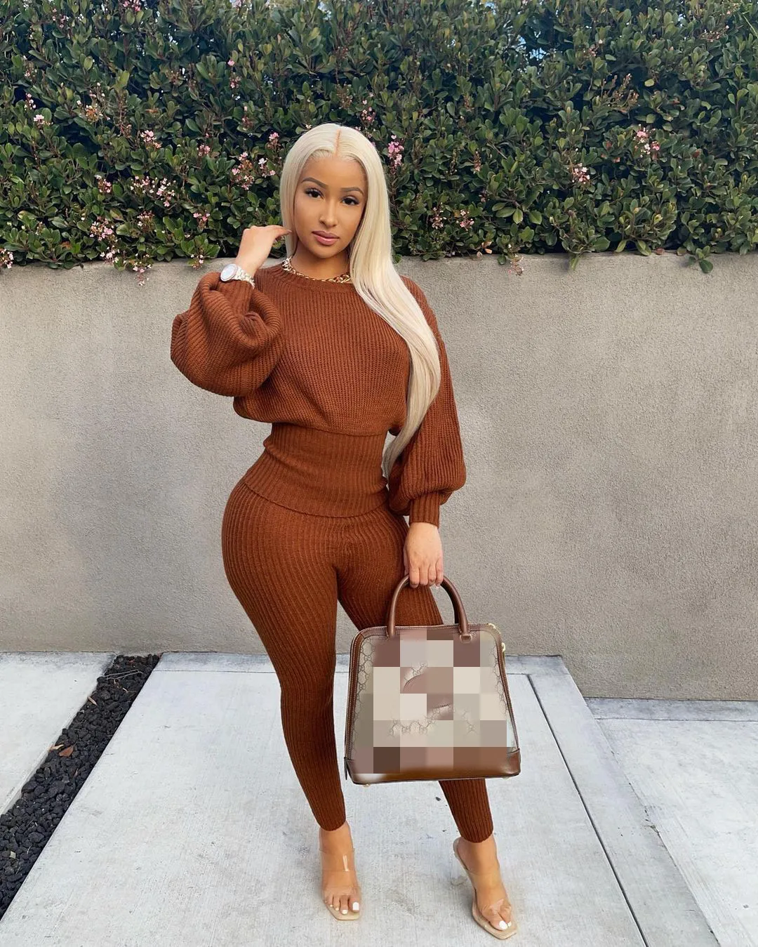 M5449 - top and pants fashion casual puff long sleeve knit solid women 2 piece set clothing
M5449 - top and pants fashion casual puff long sleeve knit solid women 2 piece set clothing
