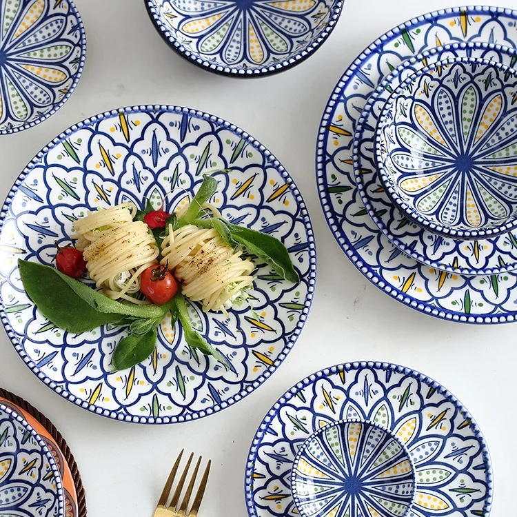 Bohemian Style Home Creative Ceramic Tableware Set Bowl Dish Plate Combination European Style, Red/black/pink/yellow/blue/green
Bohemian Style Home Creative Ceramic Tableware Set Bowl Dish Plate Combination European Style, Red/black/pink/yellow/blue/green