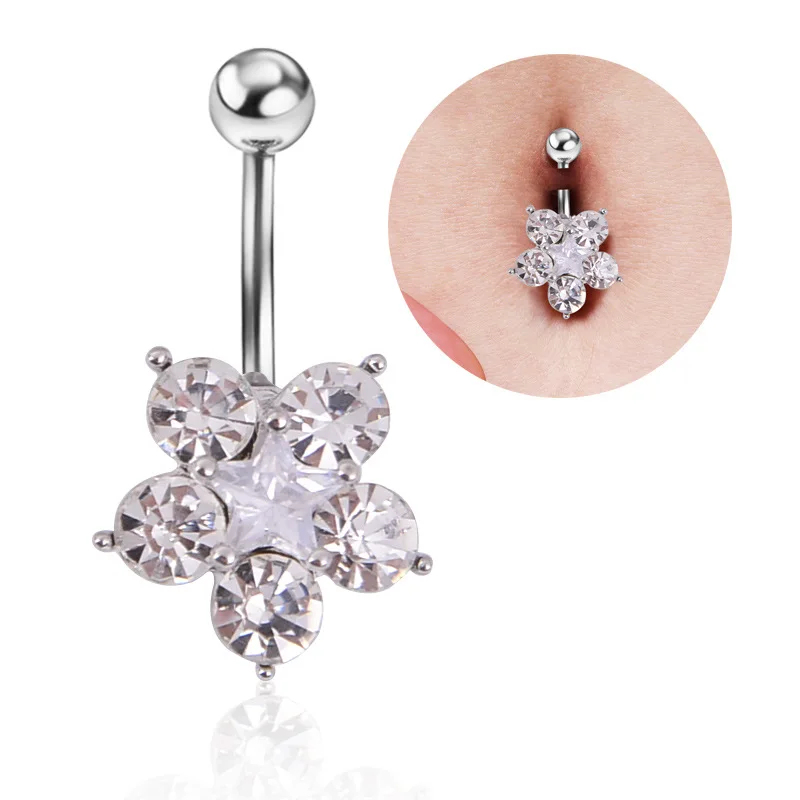 Fashion Stainless Steel Body Sexy Piercing Navel Crystal Flower Belly Button Rings for Women Girls
Fashion Stainless Steel Body Sexy Piercing Navel Crystal Flower Belly Button Rings for Women Girls
