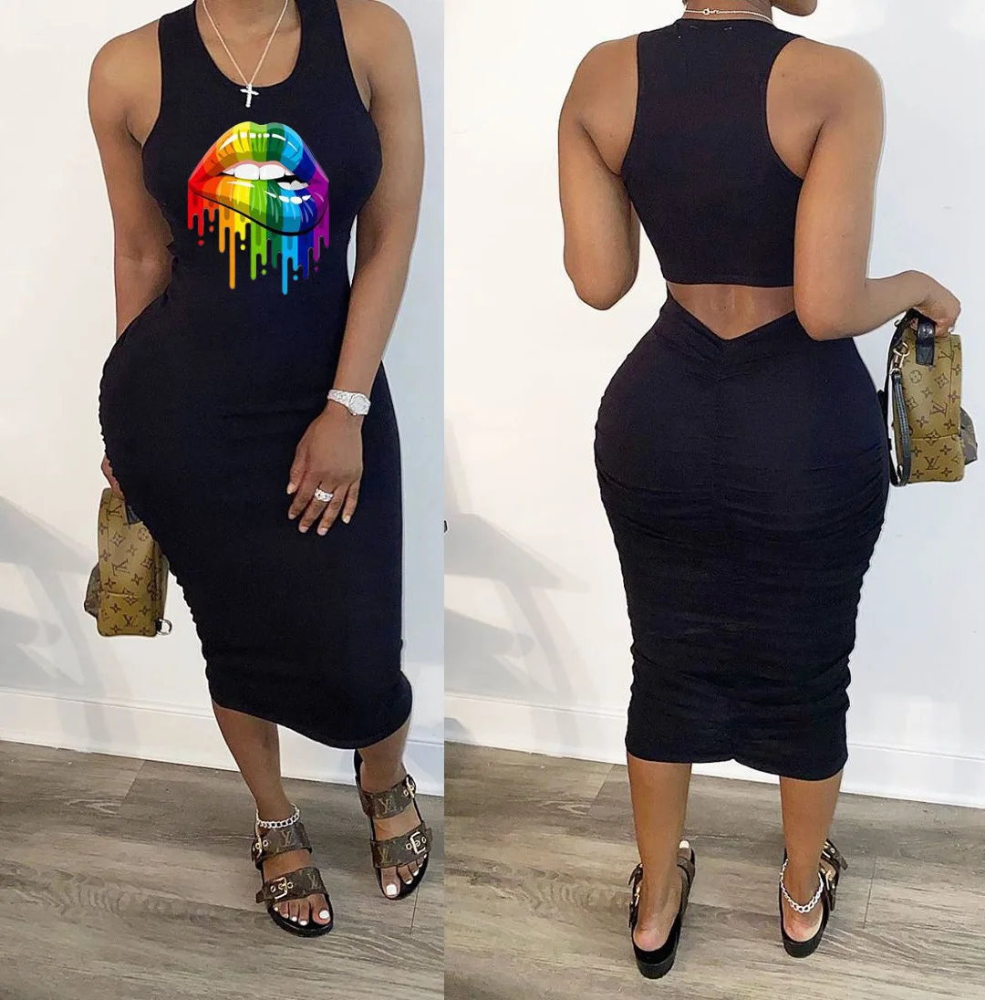 2021 Summer Women Clothing Girl Sundress with Lips Printed Women Casual Dress Back Hollow Out Stacked Back
2021 Summer Women Clothing Girl Sundress with Lips Printed Women Casual Dress Back Hollow Out Stacked Back