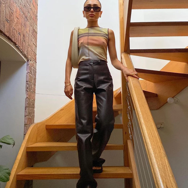 CUTENOVA X21PT564 Fall 2021 Solid Casual PU Leather High Waist Straight Leg Pant Women's Pants & Trousers, Picture
CUTENOVA X21PT564 Fall 2021 Solid Casual PU Leather High Waist Straight Leg Pant Women's Pants & Trousers, Picture