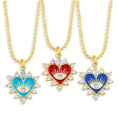 High Quality Luxury Real Gold Plated Shiny Zircon CZ Heart Necklace Rhinestone Crystal Drop Oil Evil Eyes Necklace For Women
High Quality Luxury Real Gold Plated Shiny Zircon CZ Heart Necklace Rhinestone Crystal Drop Oil Evil Eyes Necklace For Women