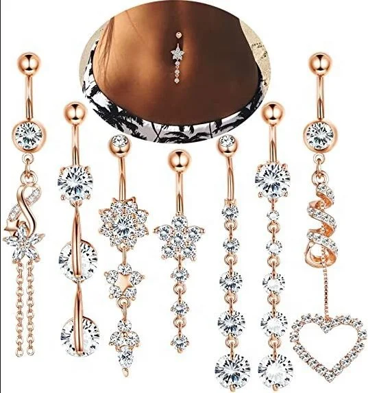 Fashion Stainless Steel Color Heart Pendant Belly Ring Set Zircon Inlay Navel Belly Button Piercing Body Piercing Jewelry
Fashion Stainless Steel Color Heart Pendant Belly Ring Set Zircon Inlay Navel Belly Button Piercing Body Piercing Jewelry