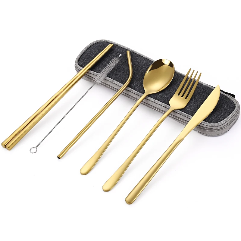 Camping Travel Portable Stainless Steel Flatware Set Cutlery Set With Straw, Silver/gold/rose gold/black/multicolored/blue/purple
Camping Travel Portable Stainless Steel Flatware Set Cutlery Set With Straw, Silver/gold/rose gold/black/multicolored/blue/purple