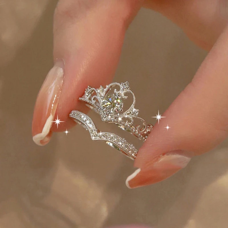 Fine Crown Princess Diamond Female Jewelry Rings Luxury Moissanite Engagement Wedding Pair Rings Jewelry For Women
Fine Crown Princess Diamond Female Jewelry Rings Luxury Moissanite Engagement Wedding Pair Rings Jewelry For Women