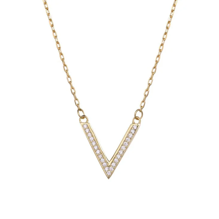 New Arrival Initial Custom Letter V With Zircon Cz Pendant Necklace Gold Plated 925 Sterling Silver Necklace Jewelry For Women
New Arrival Initial Custom Letter V With Zircon Cz Pendant Necklace Gold Plated 925 Sterling Silver Necklace Jewelry For Women