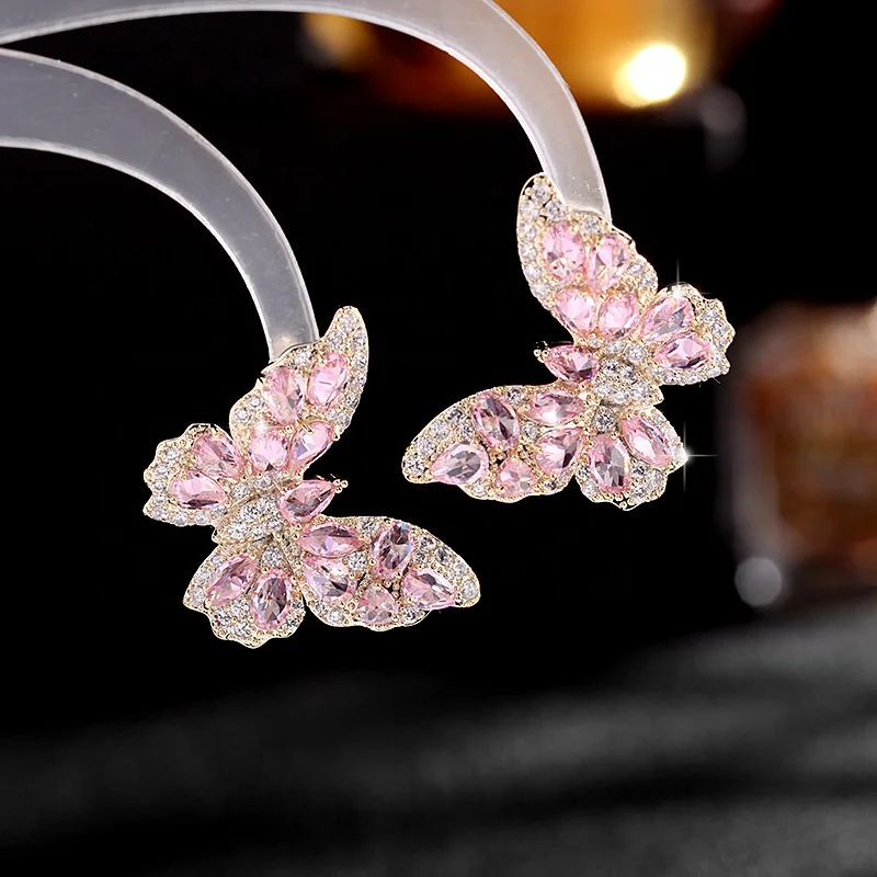 Fashion Butterfly Stud Earrings Luxury Full Inlay Dazzling Zircon Elegant Insect Jewelry For Women Wedding Party Valentines Gift, Customized color
Fashion Butterfly Stud Earrings Luxury Full Inlay Dazzling Zircon Elegant Insect Jewelry For Women Wedding Party Valentines Gift, Customized color