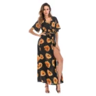 2020 women's hot style long short sleeved floral dress summer v women holiday beach dress