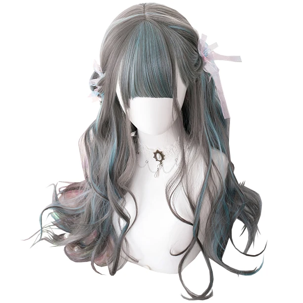 Iron Gray Highlights Grass Green Long Curly Synthetic Hair Wigs Natural Daily Lolita Cosplay Party Sweet Japanese Wigs, Pic showed
Iron Gray Highlights Grass Green Long Curly Synthetic Hair Wigs Natural Daily Lolita Cosplay Party Sweet Japanese Wigs, Pic showed