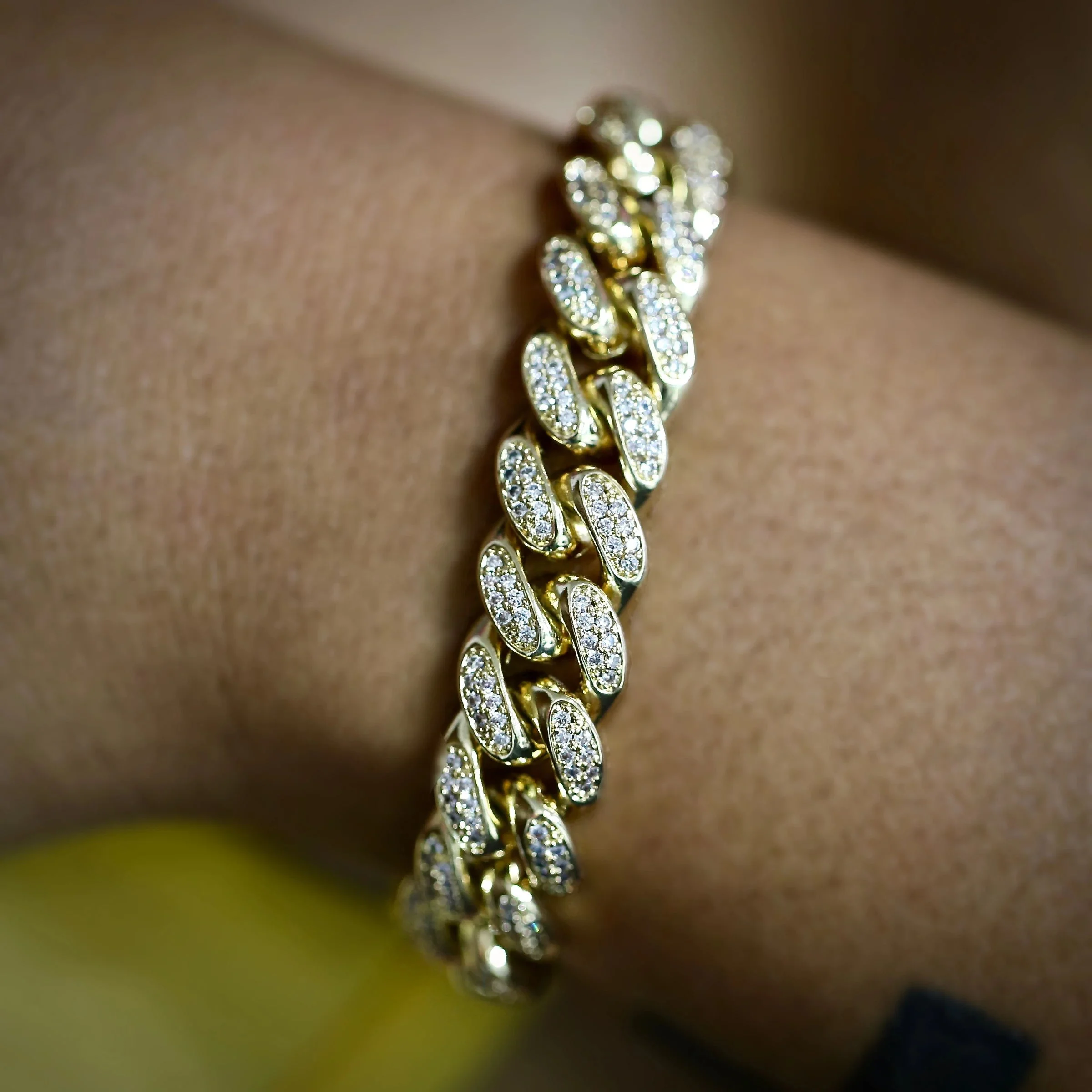 

12mm width cz cuban bracelet for women top quality 5A cubic zirconia hip hop women chains, Rose gold