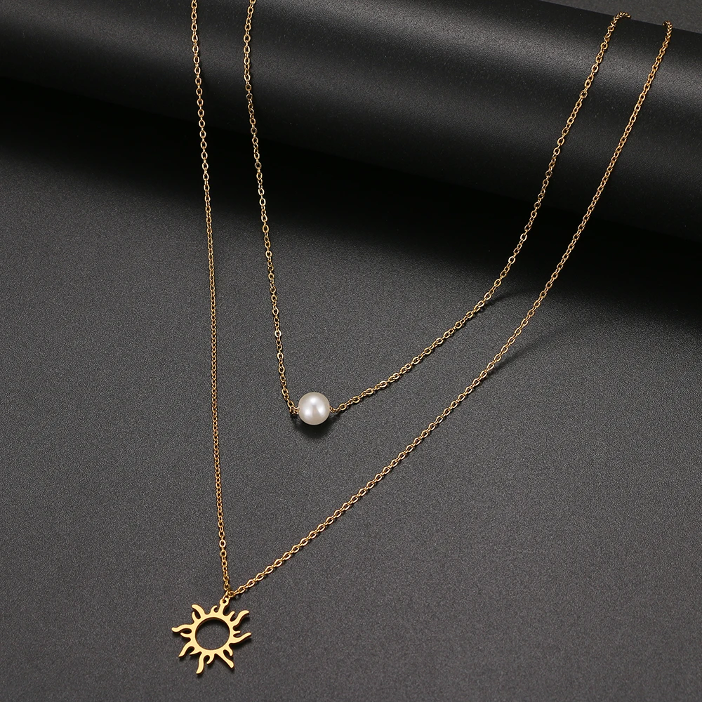 Stainless Steel Necklaces Multilayer Fashion Exquisite Sun Totem Mark Cute Pearl Style Necklace For Women Jewelry Party Friends
Stainless Steel Necklaces Multilayer Fashion Exquisite Sun Totem Mark Cute Pearl Style Necklace For Women Jewelry Party Friends