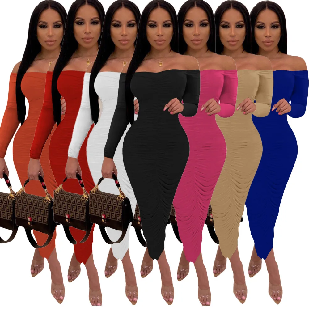XH-5070 New Women'S Clothing Sexy Solid Color Pleated Long-Sleeved Shoulder African Dresses For Women Elegent Fashion Style
XH-5070 New Women'S Clothing Sexy Solid Color Pleated Long-Sleeved Shoulder African Dresses For Women Elegent Fashion Style