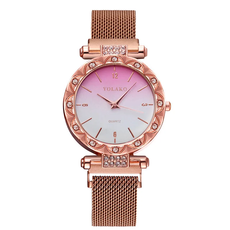 New style diamond ladies mesh band watch gradient color digital bar Ding scale magnet watch factory wholesale ladies cheap watch, Multi colors
New style diamond ladies mesh band watch gradient color digital bar Ding scale magnet watch factory wholesale ladies cheap watch, Multi colors